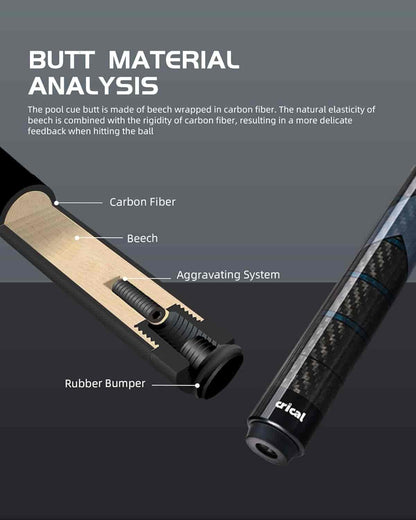 【CL-01】58" Carbon Fiber Pool Cue 12.5mm Tip