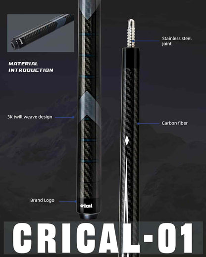【CL-01】58" Carbon Fiber Pool Cue 12.5mm Tip